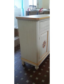 Cristalliera 3 ante legno massello avorio pennellato decori 150x43x208 (1079)