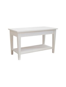 MOBILI 2G - Tavolino rettangolare arte povera legno bianco 80x40x47 VISTA FRONTALE