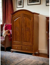 MOBILI 2G - ARMADIO 2 ANTE ARTE POVERA CON INCISIONE LEGNO TINTA NOCE 125X61X200