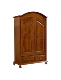 MOBILI 2G - ARMADIO 2 ANTE ARTE POVERA CON INCISIONE LEGNO TINTA NOCE 125X61X200