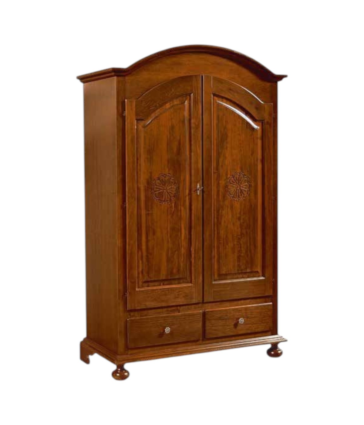 MOBILI 2G - ARMADIO 2 ANTE ARTE POVERA CON INCISIONE LEGNO TINTA NOCE 125X61X200