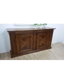 MADIA CREDENZA ARTE POVERA IN LEGNO 2 ANTE TINTA NOCE L.213 P.55 H.110 (6123)