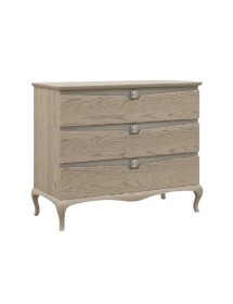 MOBILI 2G - CASSETTIERA 3 CASSETTI MODERNA IN LEGNO FRASSINO GRIGIO 124x55x103