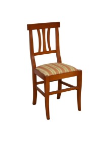 MOBILI 2G -  SET 2 SEDIE LEGNO SEDUTA IMBOTTITA ARTE POVERA NOCE BASSANO 43X45X91 VISTA FRONTALE