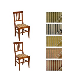 MOBILI 2G -  SET 2 SEDIE LEGNO SEDUTA IMBOTTITA ARTE POVERA NOCE BASSANO 43X45X91 VISTA FRONTALE