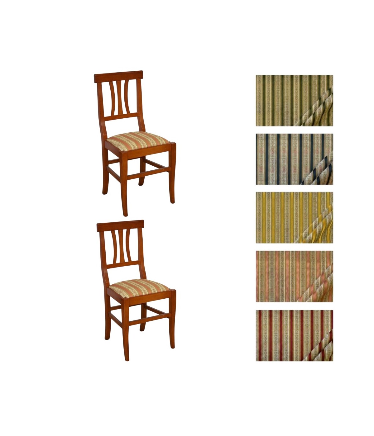 MOBILI 2G -  SET 2 SEDIE LEGNO SEDUTA IMBOTTITA ARTE POVERA NOCE BASSANO 43X45X91 VISTA FRONTALE