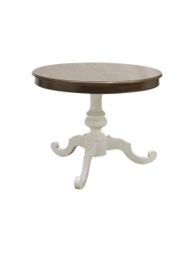 MOBILI 2G - Tavolo rotondo allungabile intagliato legno shabby bicolore 100x100x80 vista frontale