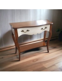 MOBILI 2G - Consolle 1 cassetto legno shabby bianco antico noce bassano 100X40x87 vista frontale