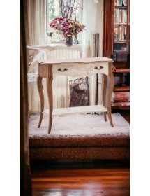 MOBILI 2G - Consolle 1 cassetto legno shabby bianco antico noce bassano 100X40x87 vista frontale