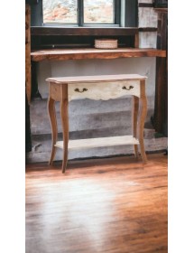 MOBILI 2G - Consolle 1 cassetto legno shabby bianco antico noce bassano 100X40x87 vista frontale