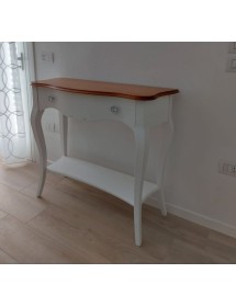 MOBILI 2G - Consolle 1 cassetto legno shabby bianco opaco ciliegio 100X40x87 vista frontale