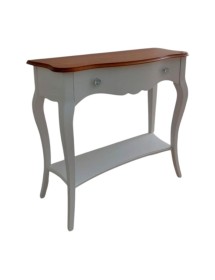 MOBILI 2G - Consolle 1 cassetto legno shabby bianco opaco ciliegio 100X40x87 vista frontale