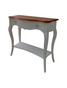 MOBILI 2G - Consolle 1 cassetto legno shabby bianco opaco ciliegio 100X40x87 vista frontale