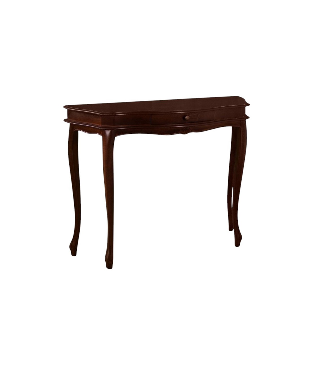 MOBILI 2G - Consolle 1 cassetto arte povera legno tinta noce scuro 101X36x77 VISTA FRONTALE