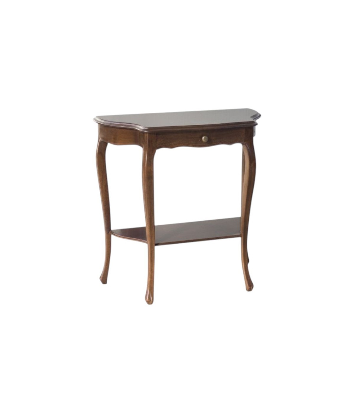 MOBILI 2G - Consolle 1 cassetto arte povera legno tinta noce scuro 75X35x75 vista frontale