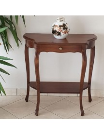 MOBILI 2G - Consolle 1 cassetto arte povera legno tinta noce scuro 75X35x75 vista frontale