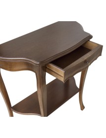 MOBILI 2G - Consolle 1 cassetto arte povera legno tinta noce scuro 75X35x75 vista frontale