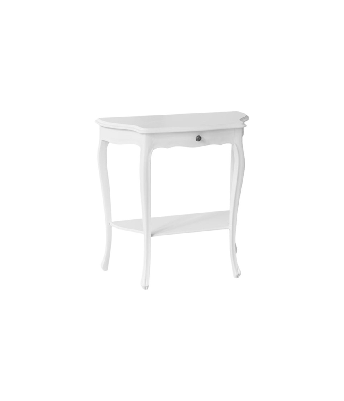 MOBILI 2G - Consolle 1 cassetto shabby legno bianco opaco 75X35x75 vista frontale