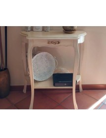 MOBILI 2G - Consolle 1 cassetto shabby legno avorio anticato 75X35x75 VISTA FRONTALE