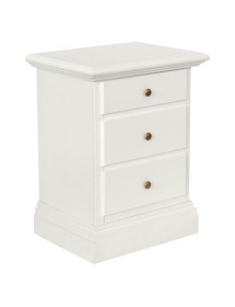 MOBILI 2G - Comodino 3 cassetti arte povera legno bianco 50x38x65 vista frontale