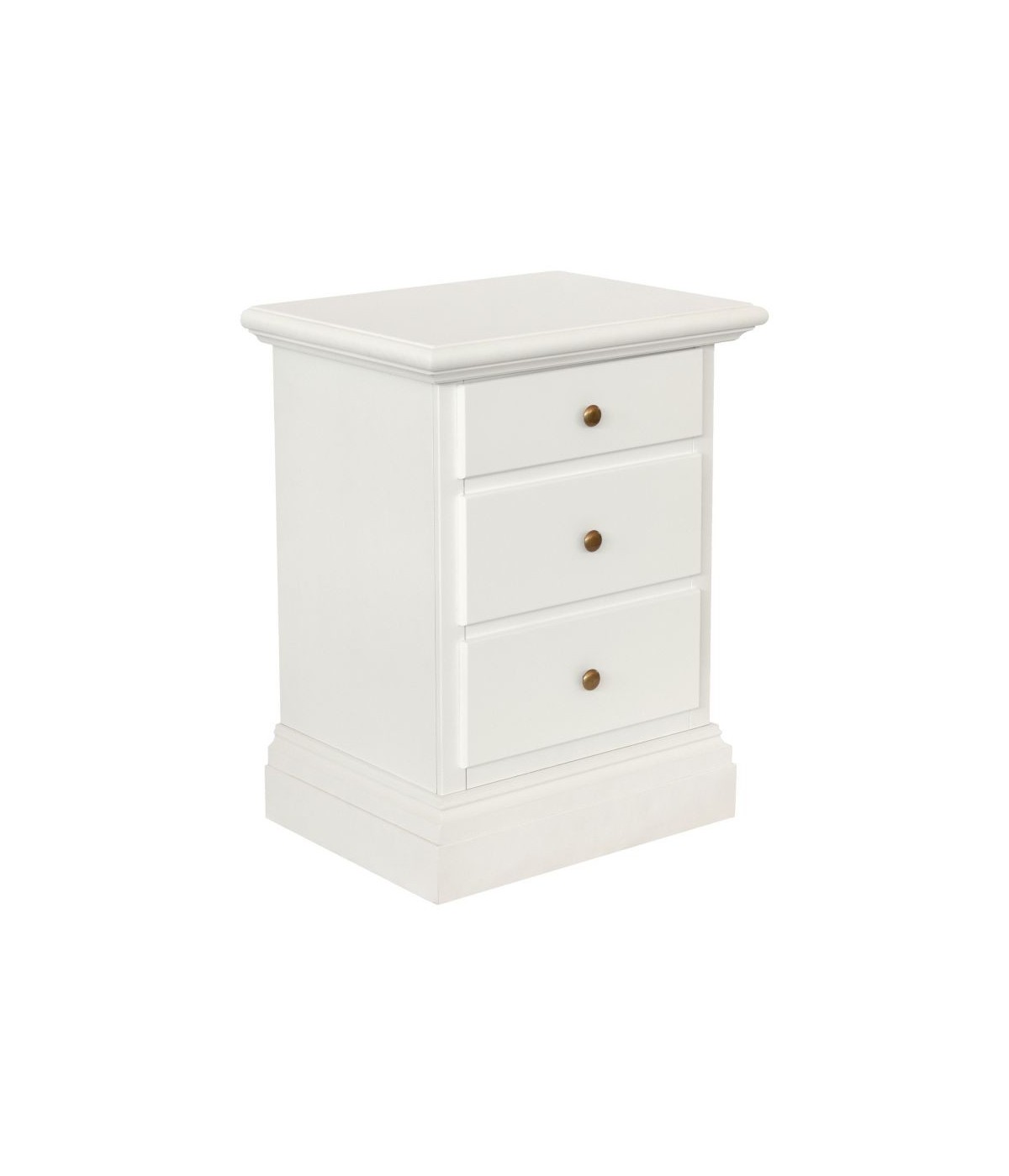 MOBILI 2G - Comodino 3 cassetti arte povera legno bianco 50x38x65 vista frontale