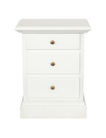 MOBILI 2G - Comodino 3 cassetti arte povera legno bianco 50x38x65 vista frontale