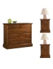 MOBILI 2G - Gruppo 1 Cassettiera 2 Comodini legno arte povera tinta noce vista frontale