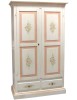 MOBILI 2G - Armadio 2 porte 2 cassetti shabby bianco anticato filo rosa 125X60X200 vista frontale