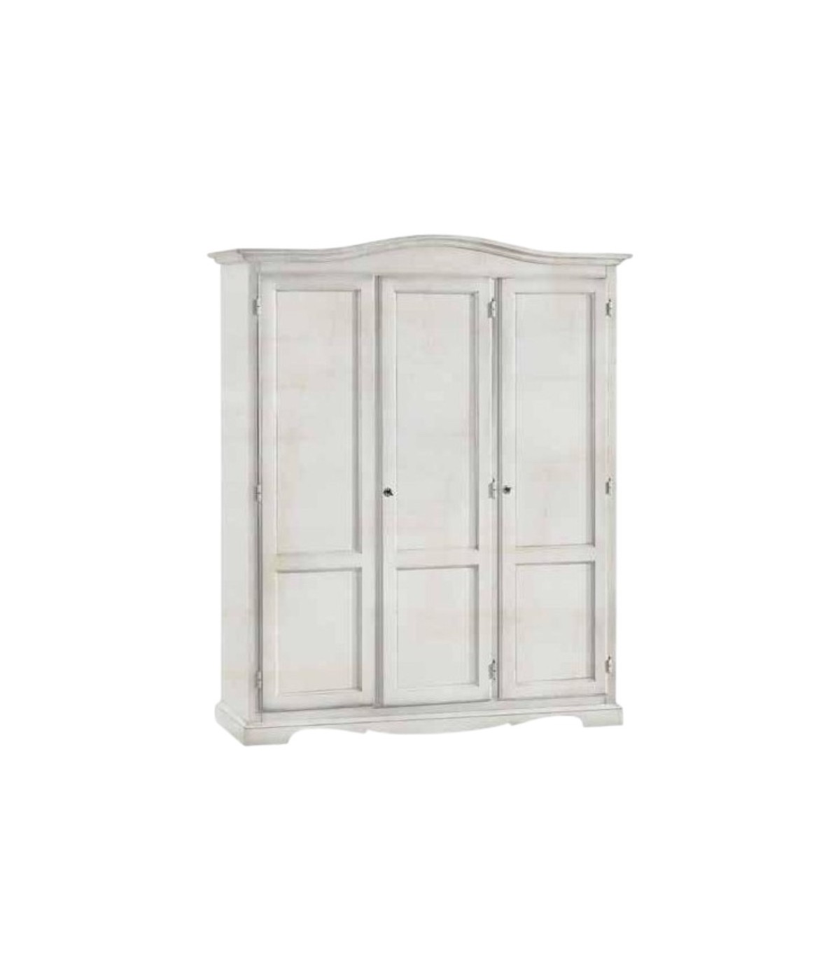 MOBILI 2G - Armadio 3 ante legno gendarme shabby bianco anticato 158x56x197H vista frontale