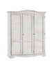 MOBILI 2G - Armadio 3 ante legno gendarme shabby bianco anticato 158x56x197H vista frontale