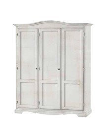 MOBILI 2G - Armadio 3 ante legno gendarme shabby bianco anticato 158x56x197H vista frontale