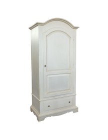 MOBILI 2G - Armadio arte povera 1 porta legno shabby bianco invecchiato 96x56x196H vista frontale