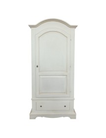 MOBILI 2G - Armadio arte povera 1 porta legno shabby bianco invecchiato 96x56x196H vista frontale