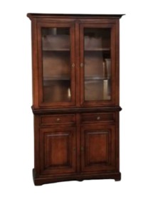 MOBILI 2G - Cristalliera classica 2 porte legno tinta noce 117x46x220 vista frontale