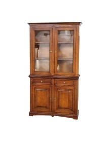 MOBILI 2G - Cristalliera classica 2 porte legno noce bassano  117x46x220 VISTA FRONTALE