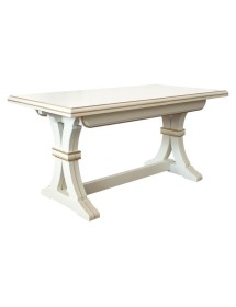 MOBILI 2G - Tavolo fratino allungabile legno shabby bianco opaco filo oro bicolore 160x85 180x85 180x100 vista frontale