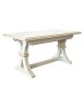 MOBILI 2G - Tavolo fratino allungabile legno shabby bianco opaco filo oro bicolore 160x85 180x85 180x100 vista frontale