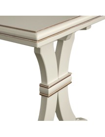 MOBILI 2G - Tavolo fratino allungabile legno shabby bianco opaco filo oro bicolore 160x85 180x85 180x100 vista frontale