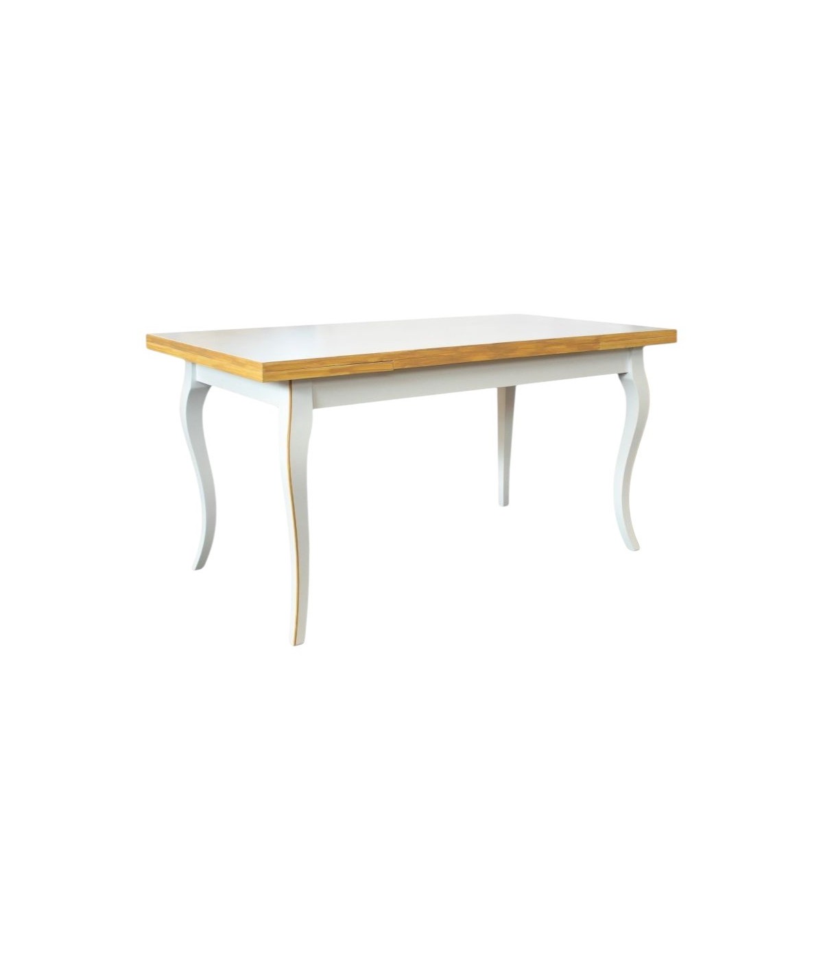 MOBILI 2G - Tavolo shabby Allungabile Legno Bianco filo ocra 100x70 120x80 140x80 160x85 VISTA FRONTALE