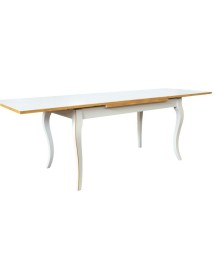 MOBILI 2G - Tavolo shabby Allungabile Legno Bianco filo ocra 100x70 120x80 140x80 160x85 VISTA FRONTALE