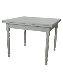 MOBILI 2G - Tavolo quadrato Allungabile Legno shabby grigio anticato gamba tornita 80x80 90x90 100x100 vista frontale