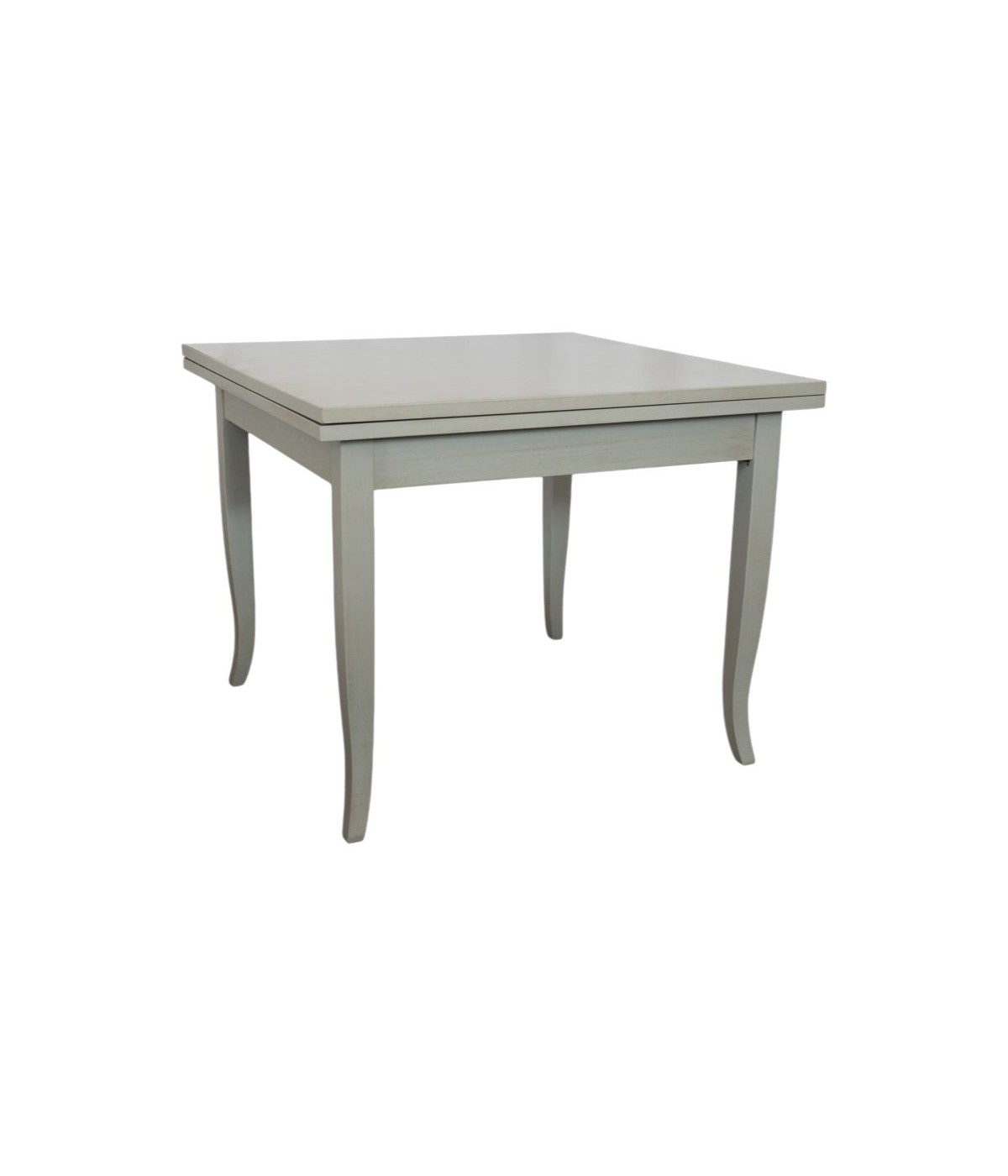MOBILI 2G - Tavolo quadrato Allungabile Legno shabby grigio anticato gamba sciabola 80x80 90x90 100x100 vista frontale