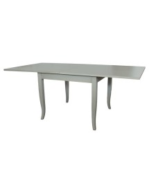 MOBILI 2G - Tavolo quadrato Allungabile Legno shabby grigio anticato gamba sciabola 80x80 90x90 100x100 vista frontale