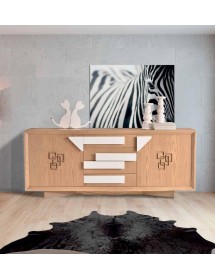 CREDENZA FRASSINO CLASSICO PORO APERTO 2 PORTE PIEDI IN PLEXIGLASS ...