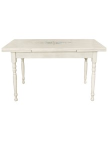 MOBILI 2G - Tavolo Allungabile Legno Bianco anticato decorato gamba tornita 100x70 120x80 140x80 160x85 vista frontale