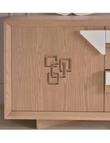 CREDENZA FRASSINO CLASSICO PORO APERTO 2 PORTE PIEDI IN PLEXIGLASS ...