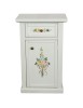MOBILI 2G - Porta telefono 1 anta 1 cassetto shabby legno bianco decori 45X30X75  VISTA FRONTALE