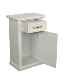 MOBILI 2G - Porta telefono 1 anta 1 cassetto shabby legno bianco decori 45X30X75  VISTA FRONTALE