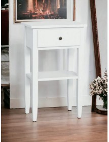MOBILI 2G - Porta telefono 1 cassetto shabby legno bianco 48X33X80 vista frontale