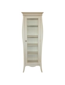 MOBILI 2G - Vetrina sagomata 1 porta legno shabby bianco anticato 71x48x204 (3095) vista frontale
